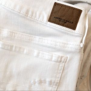 AEO white denim shorts